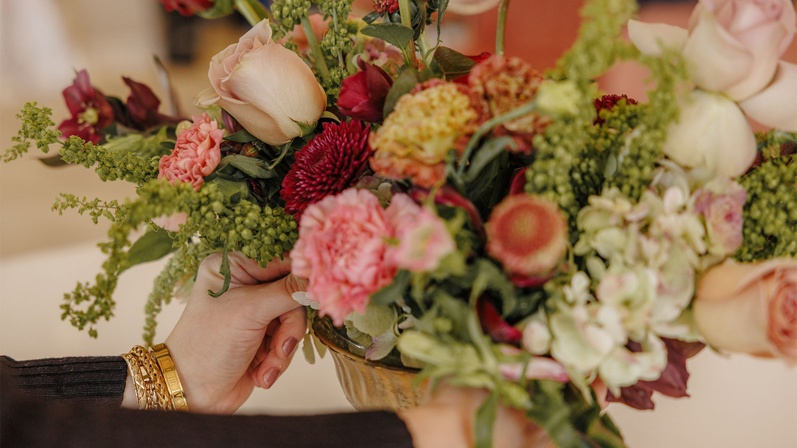 Close-up of a fresh floral arrangement from Mattern’s Floral and Furnishings in Kingston, PA.