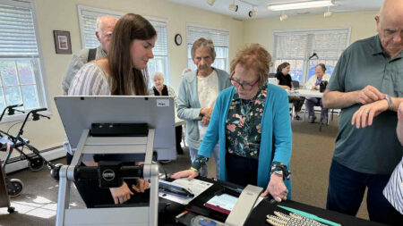 People get a first-hand look at low vision resources with Northeast Sigh Services in Exeter, PA.