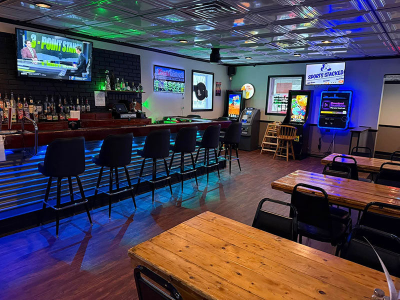 The interior of the bar at Slingshots Bar and Grill in Moscow, PA