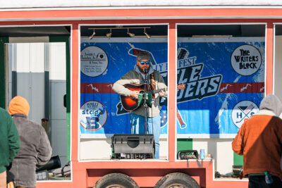 Live music at the Wally Ice Fest in Newfoundland, PA.