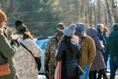 A gathered crowd at the Wally Ice Fest in Newfoundland, PA.