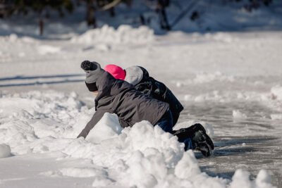 Playing in the snow at the Wally Ice Fest in Newfoundland, PA.