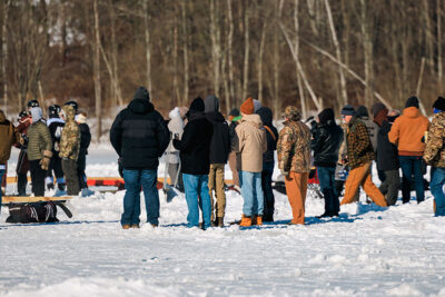 Spectators at the Wally Ice Fest in Newfoundland, PA.
