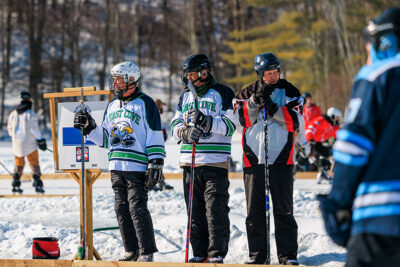Hockey players at the Wally Ice Fest in Newfoundland, PA.