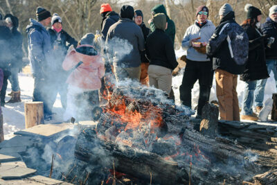 Bonfire at the Wally Ice Fest in Newfoundland, PA.