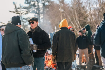 Festival goers at the Wally Ice Fest in Newfoundland, PA.