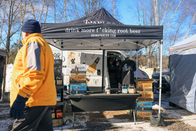 Parlor root beer tent at Wally Ice Fest in Newfoundland, PA.