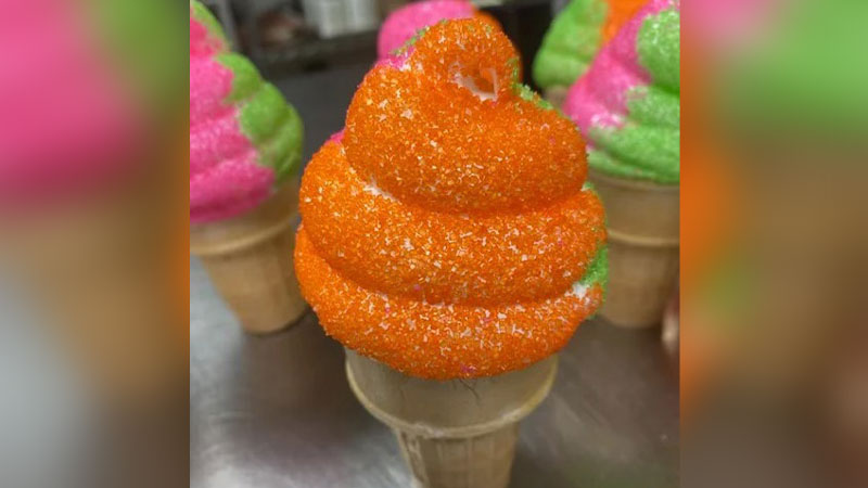 A marshmallow in an ice cream cone from the Marshmallow Making class at Main Street Makery in Stroudsburg, PA.