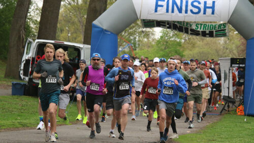Runners take on the annual WVS Cherry Blossom Run at Kirby Park in Wilkes-Barre, PA.