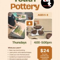 Flyer for the Youth Pottery Class at Abington Art Studio in Clarks Summit, PA.
